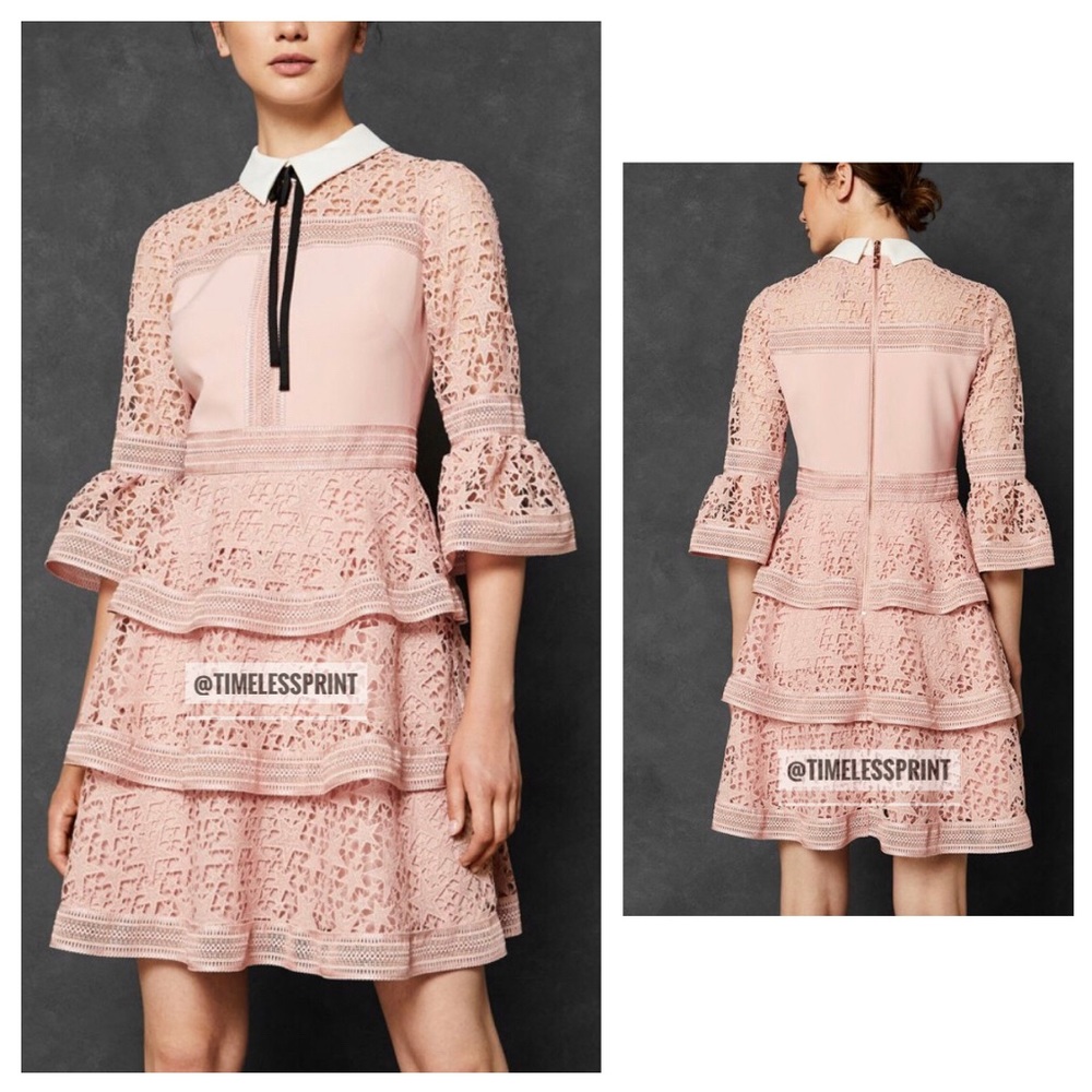 Ted Baker Pink Raffles Lace Modest Dress
